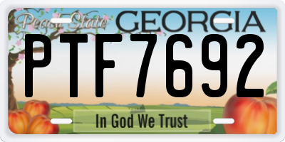 GA license plate PTF7692