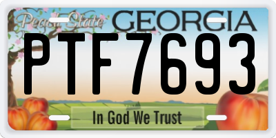 GA license plate PTF7693