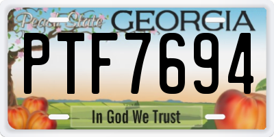 GA license plate PTF7694