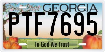 GA license plate PTF7695