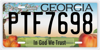 GA license plate PTF7698