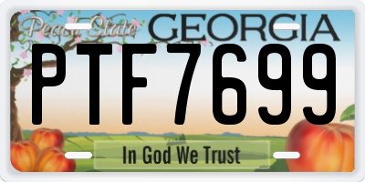 GA license plate PTF7699