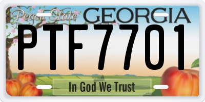 GA license plate PTF7701