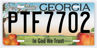 GA license plate PTF7702