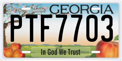 GA license plate PTF7703