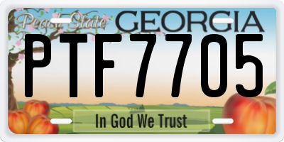 GA license plate PTF7705
