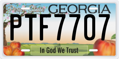 GA license plate PTF7707
