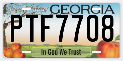 GA license plate PTF7708
