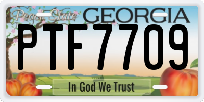 GA license plate PTF7709