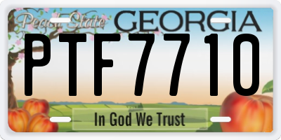GA license plate PTF7710