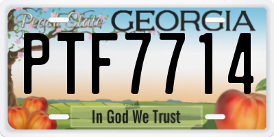 GA license plate PTF7714