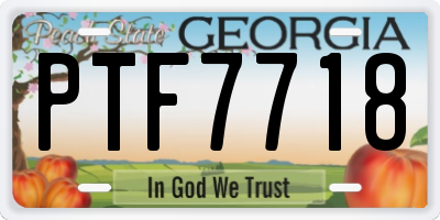 GA license plate PTF7718