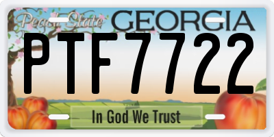 GA license plate PTF7722