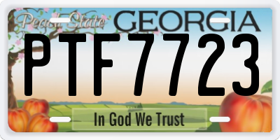 GA license plate PTF7723