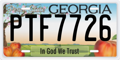 GA license plate PTF7726