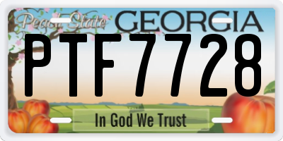 GA license plate PTF7728