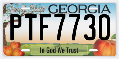 GA license plate PTF7730