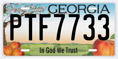 GA license plate PTF7733