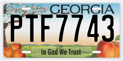 GA license plate PTF7743