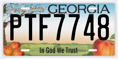 GA license plate PTF7748