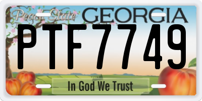 GA license plate PTF7749