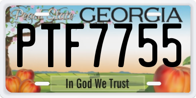 GA license plate PTF7755
