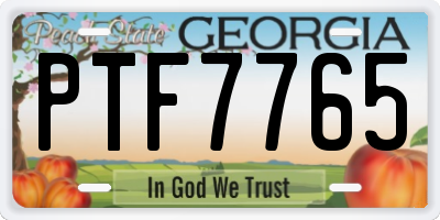 GA license plate PTF7765