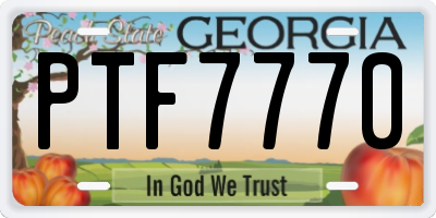 GA license plate PTF7770