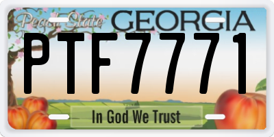 GA license plate PTF7771
