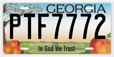 GA license plate PTF7772
