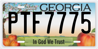 GA license plate PTF7775