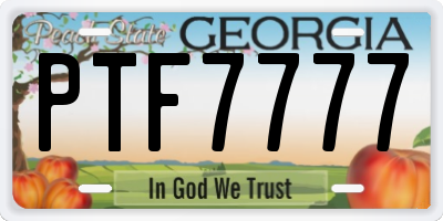 GA license plate PTF7777