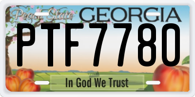 GA license plate PTF7780