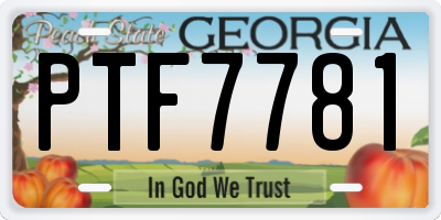 GA license plate PTF7781