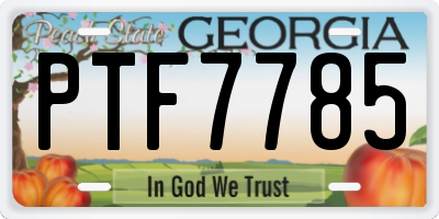 GA license plate PTF7785
