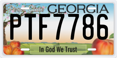 GA license plate PTF7786
