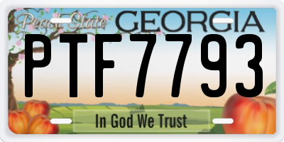 GA license plate PTF7793