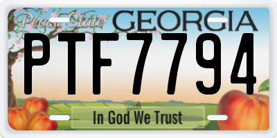 GA license plate PTF7794