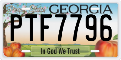 GA license plate PTF7796