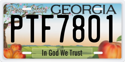 GA license plate PTF7801