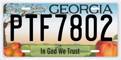 GA license plate PTF7802