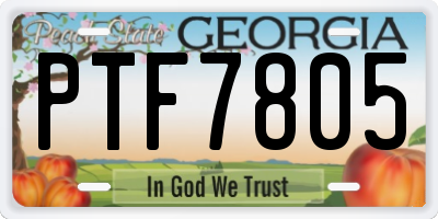 GA license plate PTF7805