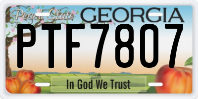 GA license plate PTF7807