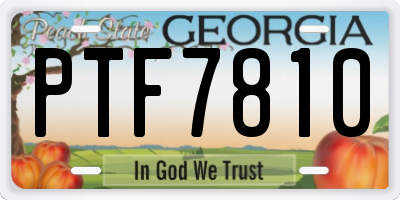 GA license plate PTF7810