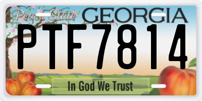 GA license plate PTF7814