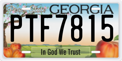 GA license plate PTF7815
