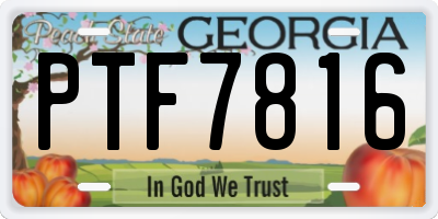 GA license plate PTF7816