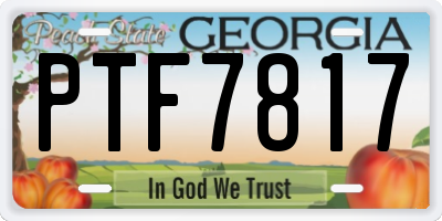 GA license plate PTF7817