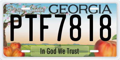 GA license plate PTF7818