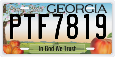 GA license plate PTF7819